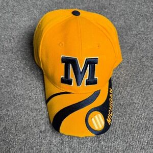 City Hunter Michigan Wolverines Hat Mens Strapback Yellow Spellout Dad Cap Sport